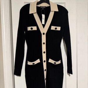 J Crew Black & Cream Knit Dress Size S